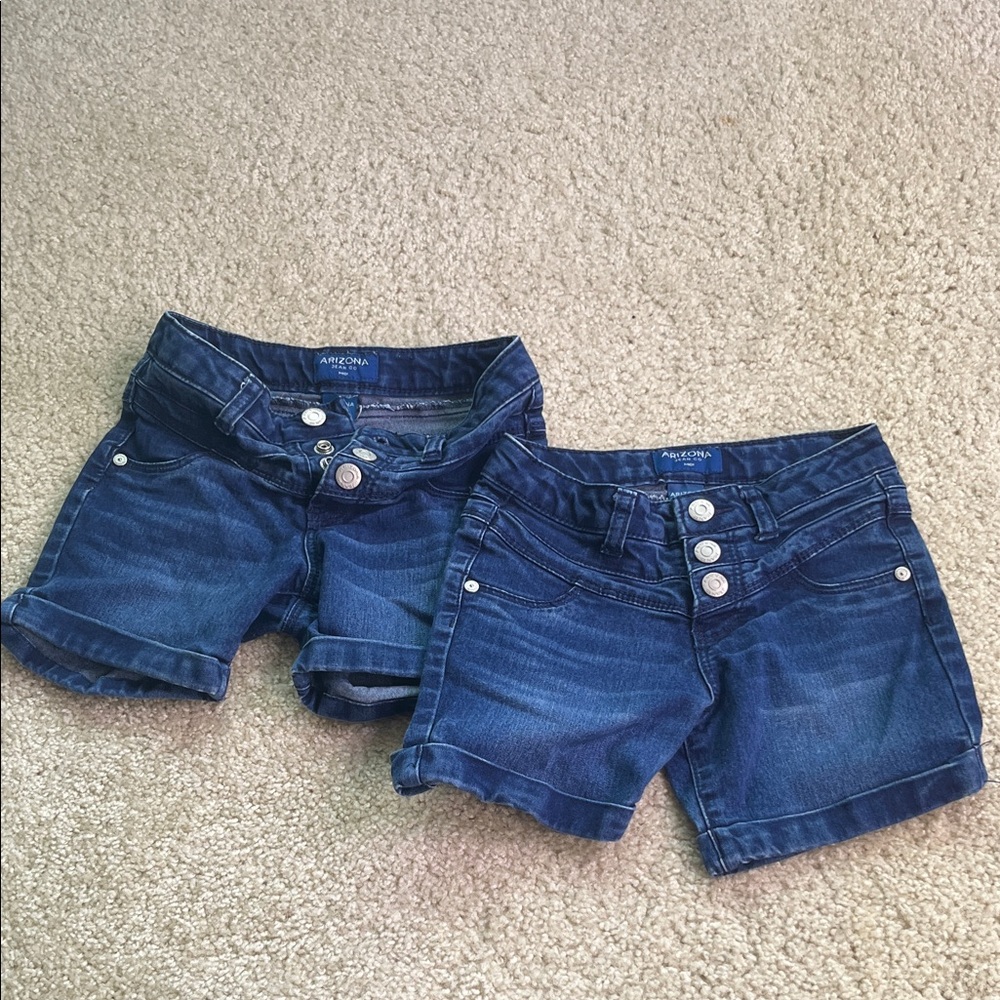 Arizona jeans Kids Dark Blue Denim Shorts, set of 2, size 7 girls